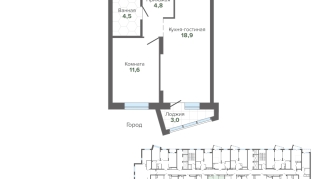 42.82 м² | 10 - 25 эт.