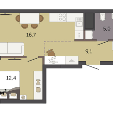 43.20 м² | 9 - 32 эт. 00