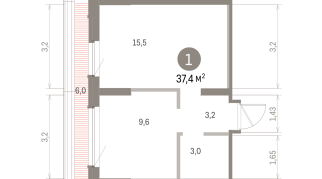 37.00 м² | 8 - 9 эт.