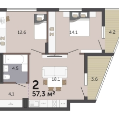 57.30 м² | 6 - 19 эт. 00
