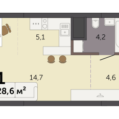28.60 м² | 3 - 32 эт. 00