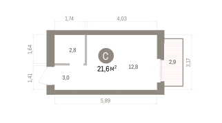 21.00 м² | 4 - 7 эт.