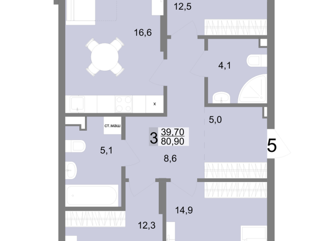 80.90 м² | 2 - 25 эт.