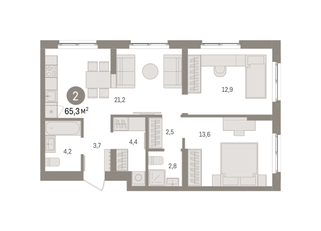 65.00 м² | 3 - 8 эт.