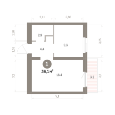 36.00 м² | 6 - 9 эт. 00