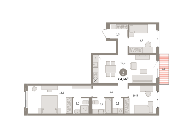84.00 м² | 6 - 8 эт.