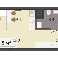 24.50 м² | 2 - 32 эт. 00