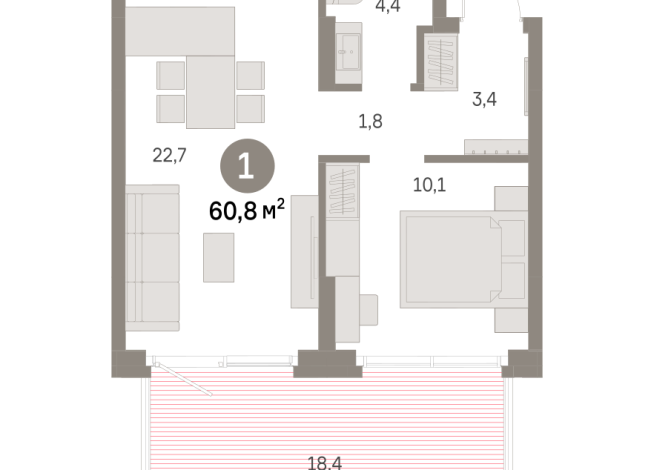 60.00 м² | 1 - 9 эт.
