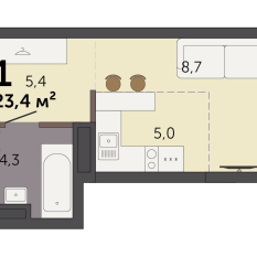 23.40 м² | 15 - 32 эт. 00