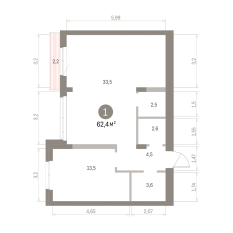 62.00 м² | 8 - 9 эт. 00