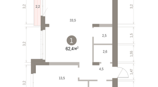 62.00 м² | 8 - 9 эт.