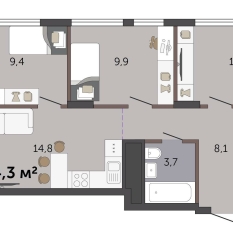 64.30 м² | 4 - 19 эт. 00