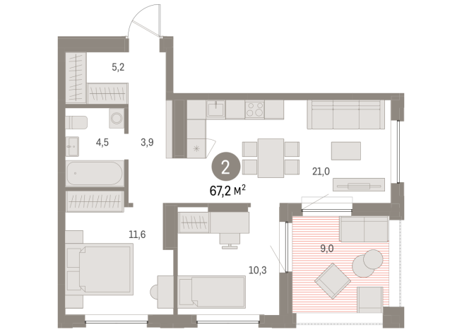 65.00 м² | 7 - 8 эт.