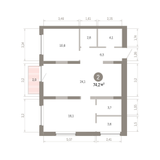 74.00 м² | 12 - 16 эт. 00