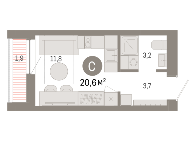 20.00 м² | 7 - 8 эт.