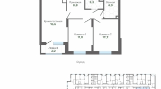 60.69 м² | 4 - 25 эт.