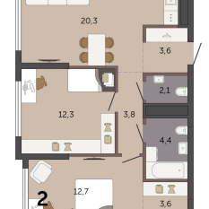 62.80 м² | 21 - 32 эт. 00