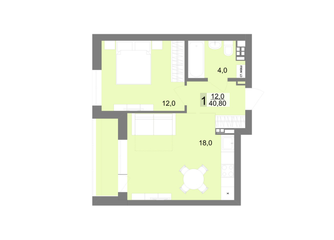 41.00 м² | 13 - 17 эт.