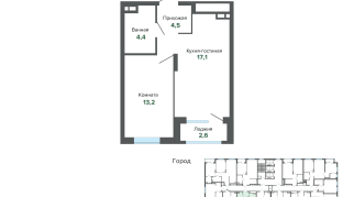 41.69 м² | 3 - 25 эт.