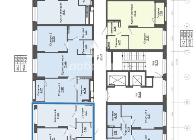 2-к квартира | 64.00 м² | 8 - 12 эт.