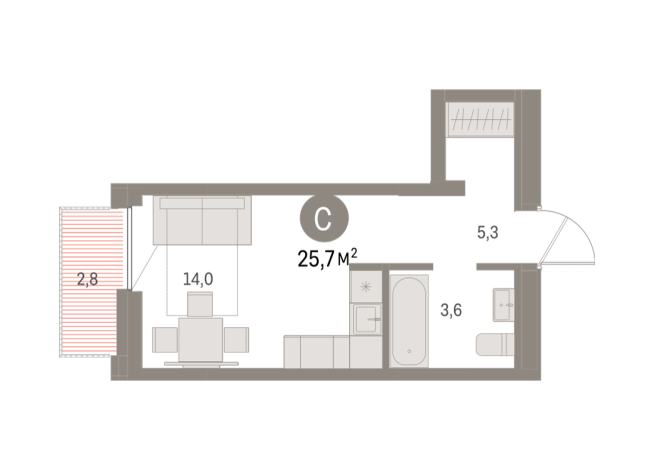 25.00 м² | 9 - 16 эт.