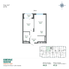 47.03 м² | 7 - 25 эт. 00