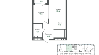 47.03 м² | 7 - 25 эт.