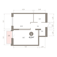 42.00 м² | 11 - 16 эт. 00