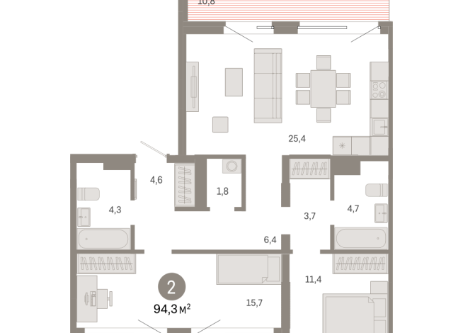 95.00 м² | 7 - 8 эт.