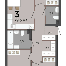79.60 м² | 1 - 15 эт. 00