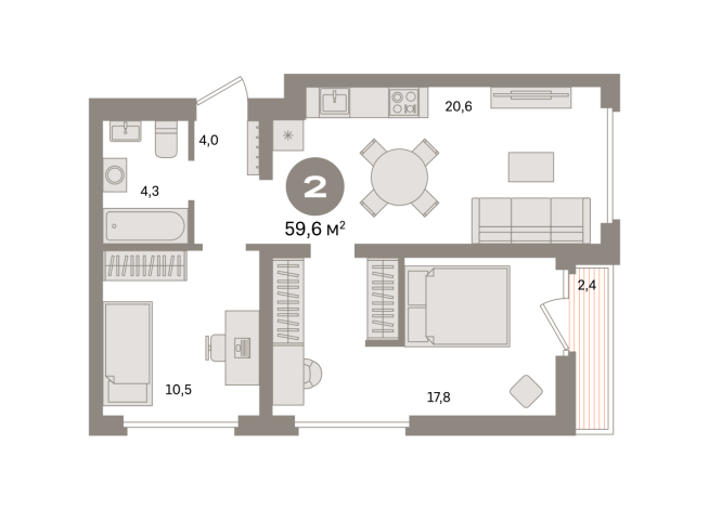 59.00 м² | 5 - 9 эт.