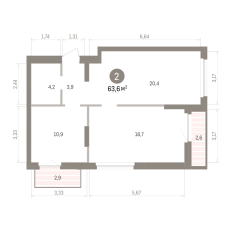 63.00 м² | 7 - 9 эт. 00