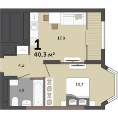 40.30 м² | 6 - 23 эт. 00