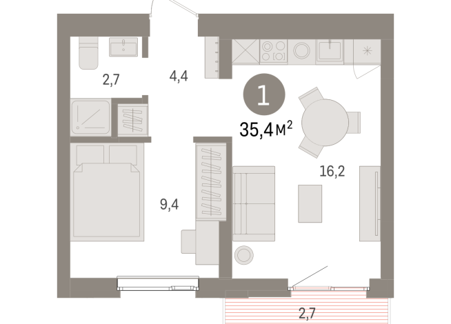 35.00 м² | 5 - 7 эт.