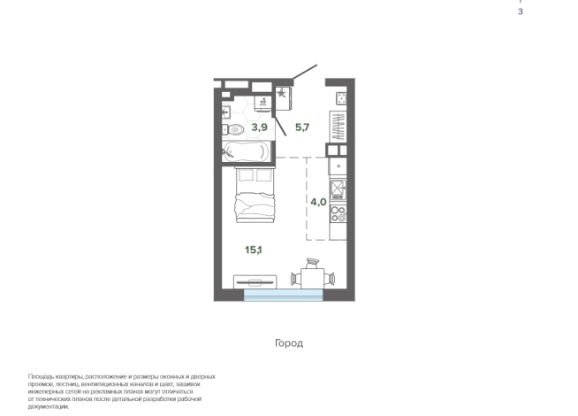 28.77 м² | 4 - 25 эт.
