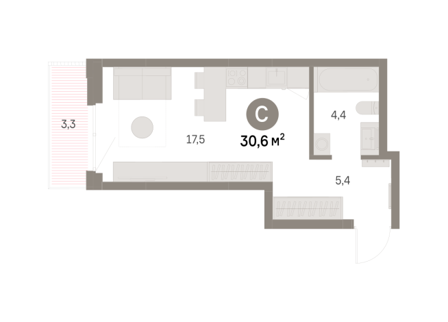30.00 м² | 6 - 16 эт.