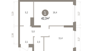 42.00 м² | 6 - 9 эт.
