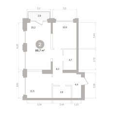 66.00 м² | 4 - 17 эт. 00
