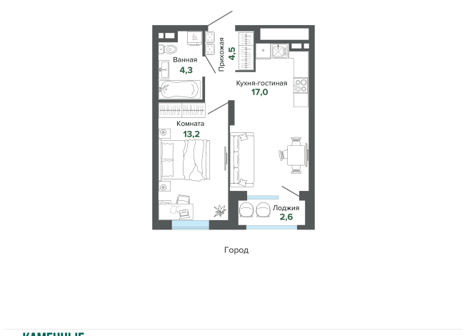 41.54 м² | 5 - 25 эт.