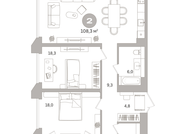 108.00 м² | 12 - 25 эт.