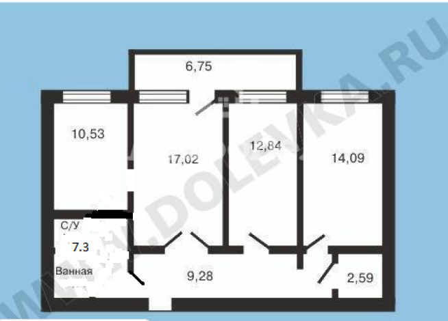 3-к квартира | 76.00 м² | 16 - 16 эт.