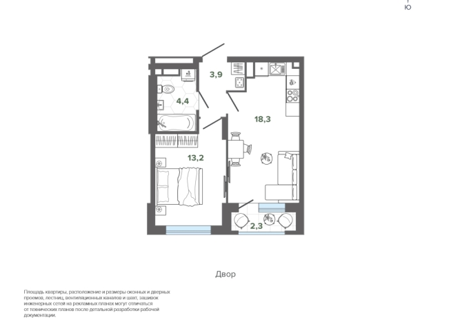 42.21 м² | 5 - 24 эт.