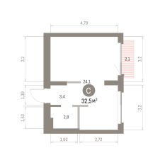 32.00 м² | 9 - 9 эт. 00