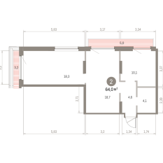 63.00 м² | 8 - 9 эт. 00