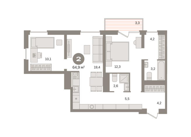 64.00 м² | 5 - 8 эт.