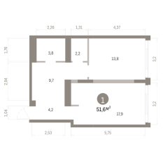 51.00 м² | 23 - 24 эт. 00