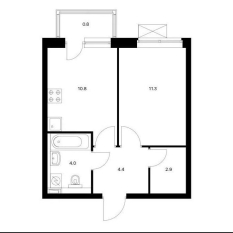 1-к квартира | 33.40 м² | 21 - 24 эт. 41