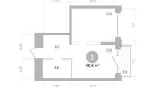 40.00 м² | 12 - 17 эт.