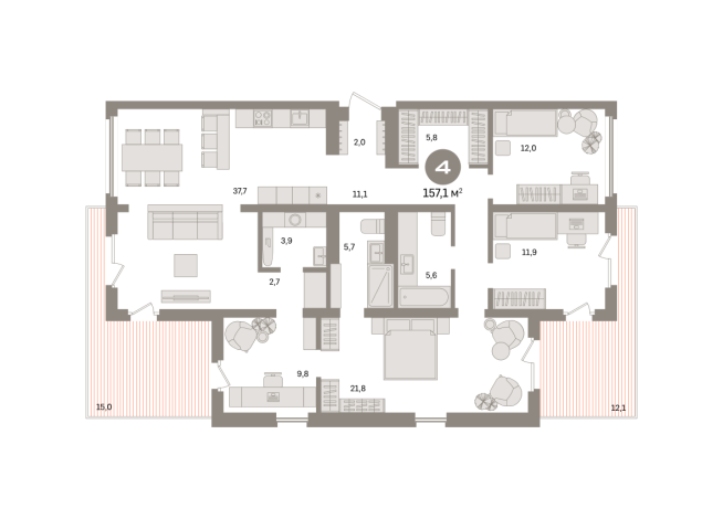 157.00 м² | 16 - 17 эт.