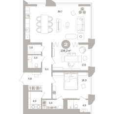 108.00 м² | 9 - 25 эт. 00